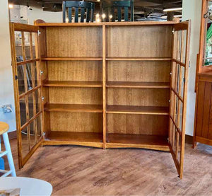 Restoration Hardware Mission Style Oak & Glass Bookcase