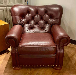 Oxblood Leather Study Chair w/ Reclining Back