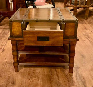 Rustic Trunk Style End Table w/ Storage
