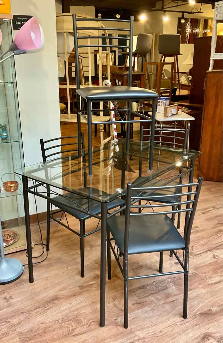 5 PC Glass Top Dining Set