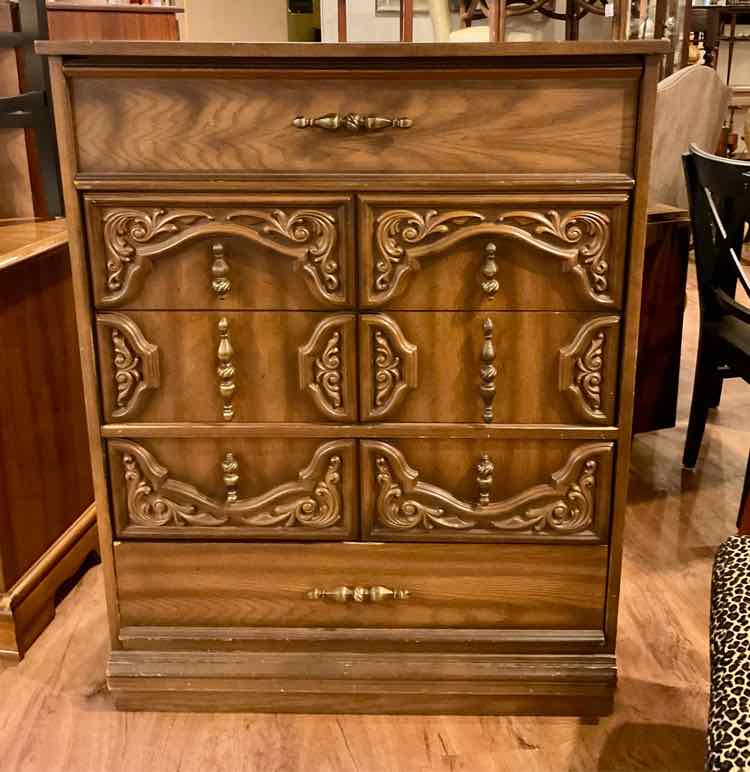 Vintage Neoclassical 5 Drawer Dresser