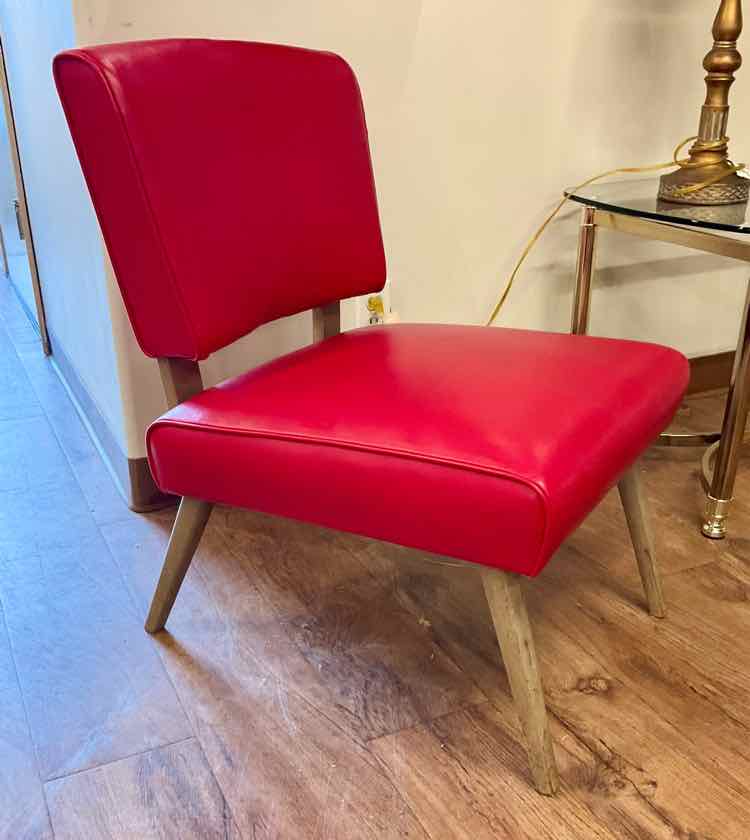1950's MCM Viking Artline Red Vinyl Slipper Chair