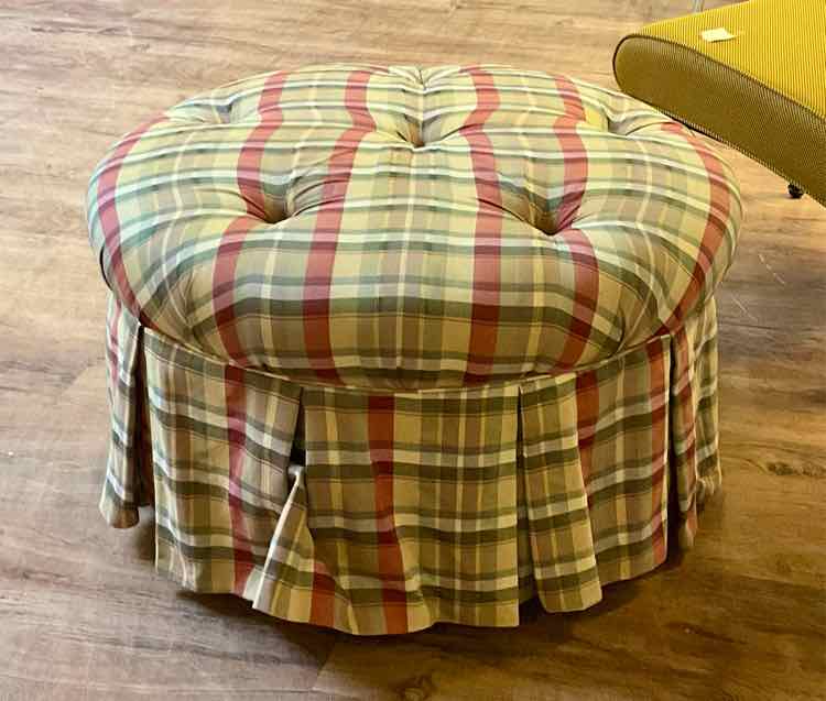 Rolling Plaid Ottoman