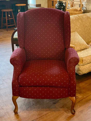 Burgundy High-Leg Wingback Recliner