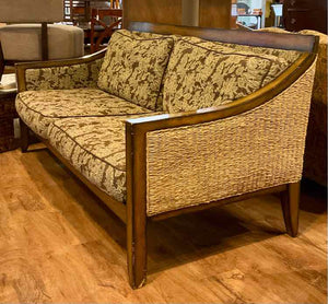 Woven Seagrass and Wood Framed Sofa