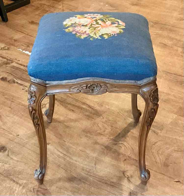 Vintage French Provincial Needlepoint Stool