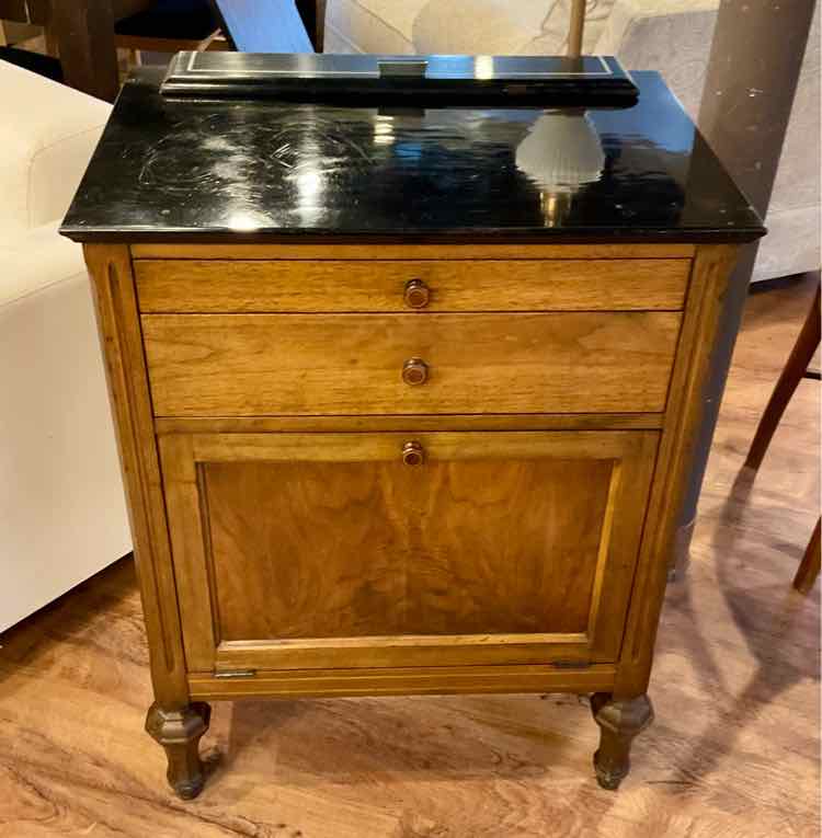 Vintage Walnut Cabinet w/ Metal Interior