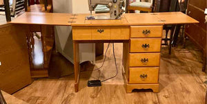 1950's Singer 306W Sewing Machine w/ Rock Maple Cabinet (Works)