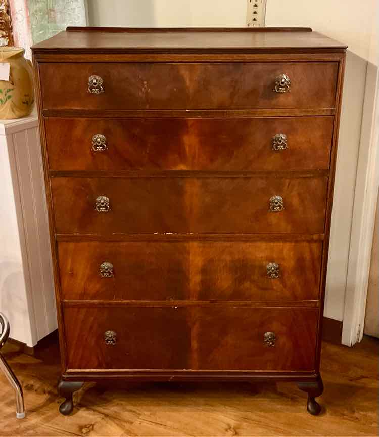 Antique 5 Drawer Queen Anne Leg Dresser