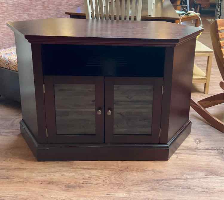 Dark Finish Media Corner Cabinet