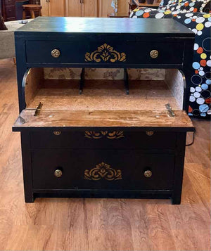 Vintage Hitchcock Style Stenciled 4 Drawer Drop Leaf Dresser