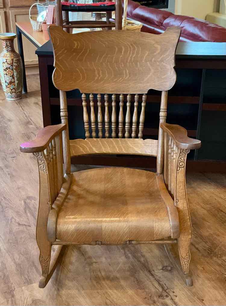 Vintage Craftsman Tiger Oak Rocking Chair
