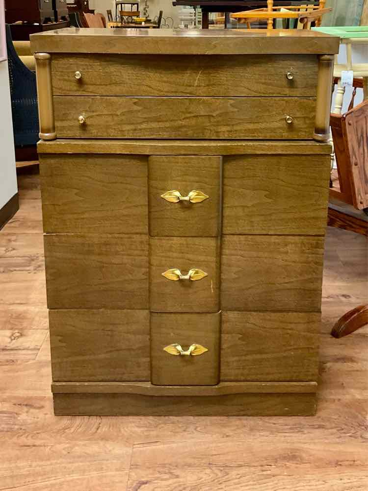 Retro 4 Drawer Walnut Veneer Dresser