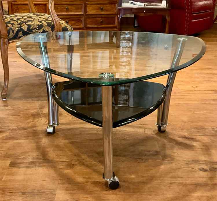 Contemporary Pascall Rolling Glass Coffee Table