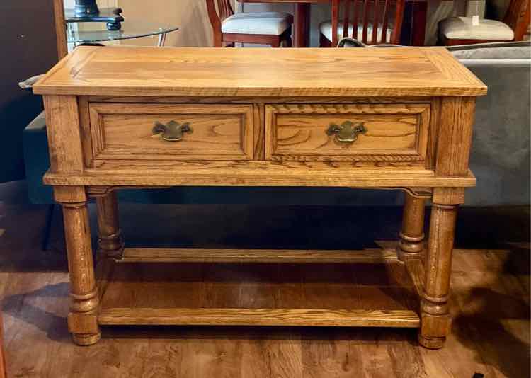 2 Drawer Oak Entry Table