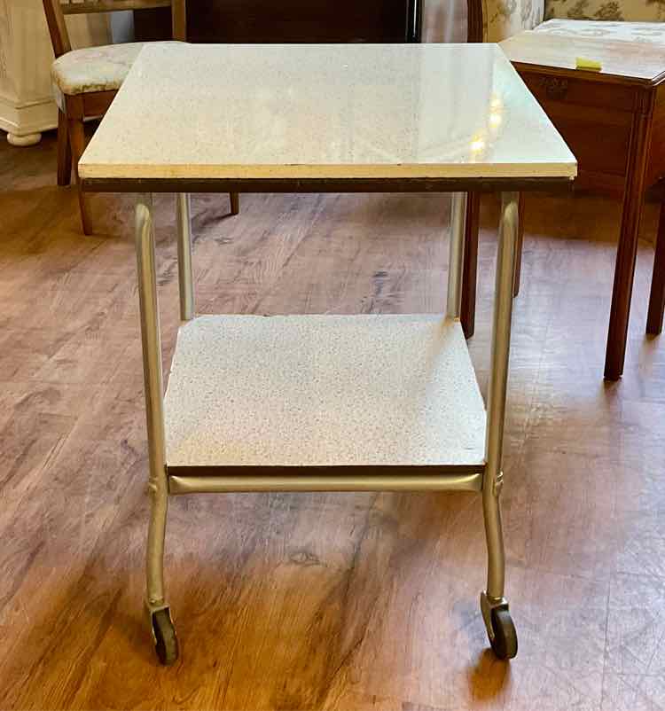 Retro Mid Century Service Cart w/ Granite Top