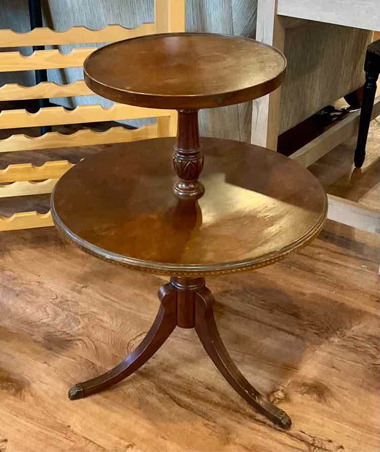 Vintage Mersman 2-Tiered Mahogany Dumbwaiter Table
