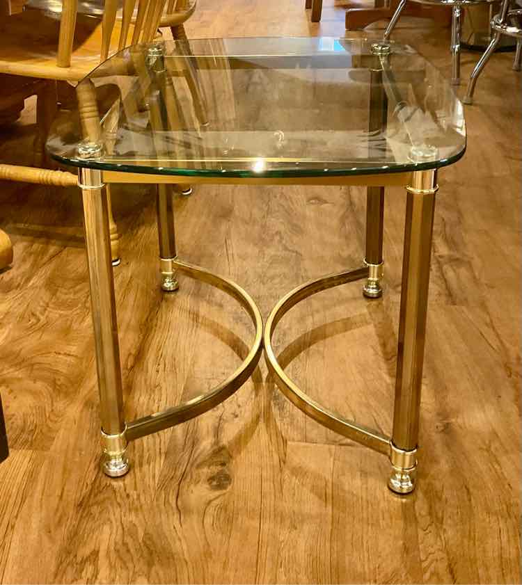 Brass &amp; Glass Floor End Table