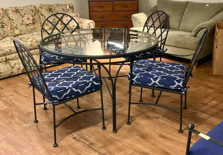 5 PC Iron &amp; Glass Patio Set