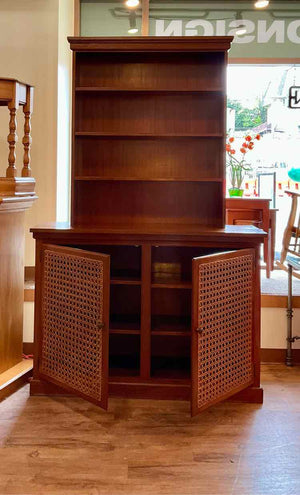 Mid Century Cane Front Hutch By Arlington Wood
