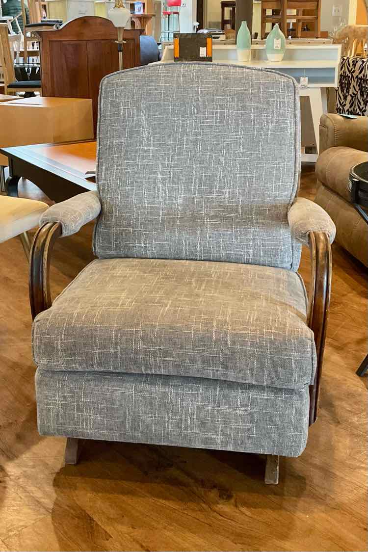 Retro Grey Upholstered Platform Rocker