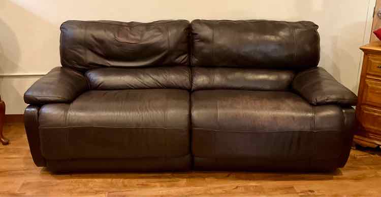 Dark Umber Distressed Leather Powered Reclining Sofa