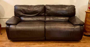 Dark Umber Distressed Leather Powered Reclining Sofa