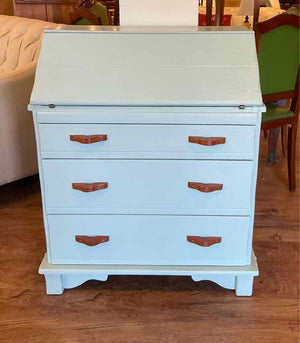 Vintage Upcyled Swedish Blue Secretary Desk