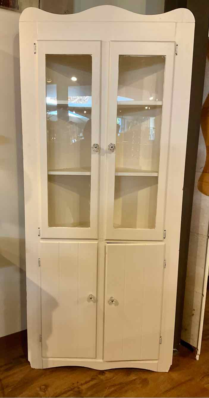 Vintage Corner Cupboard w/ Glass Knobs