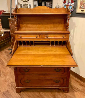 Vintage Solid Wood Secretary Desk w/ Key
